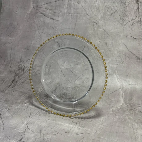 Plato base Perlas doradas en vidrio_